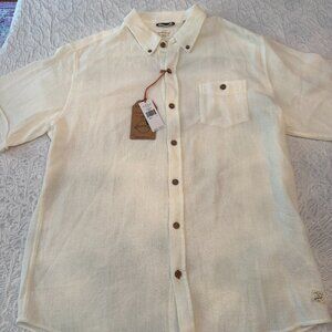 Original Weatherproof Vintage Cream Short sleeve Button down, L